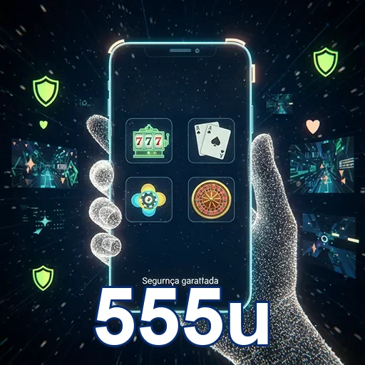 Tela do app 555u mostrando jogos de cassino acessíveis em mobile