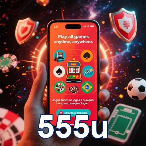 Tela com informações de economia de dados e segurança no app 555u para casino móvel