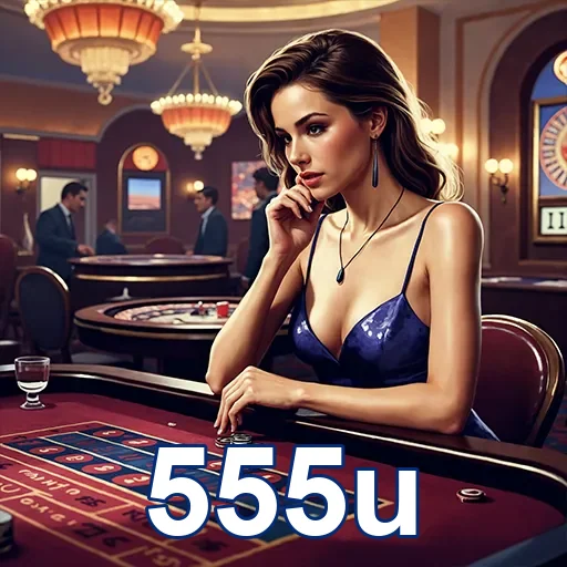 Imagem de cassino com o logo 555u, destaque para jogos de azar, representando o site 555u de apostas online